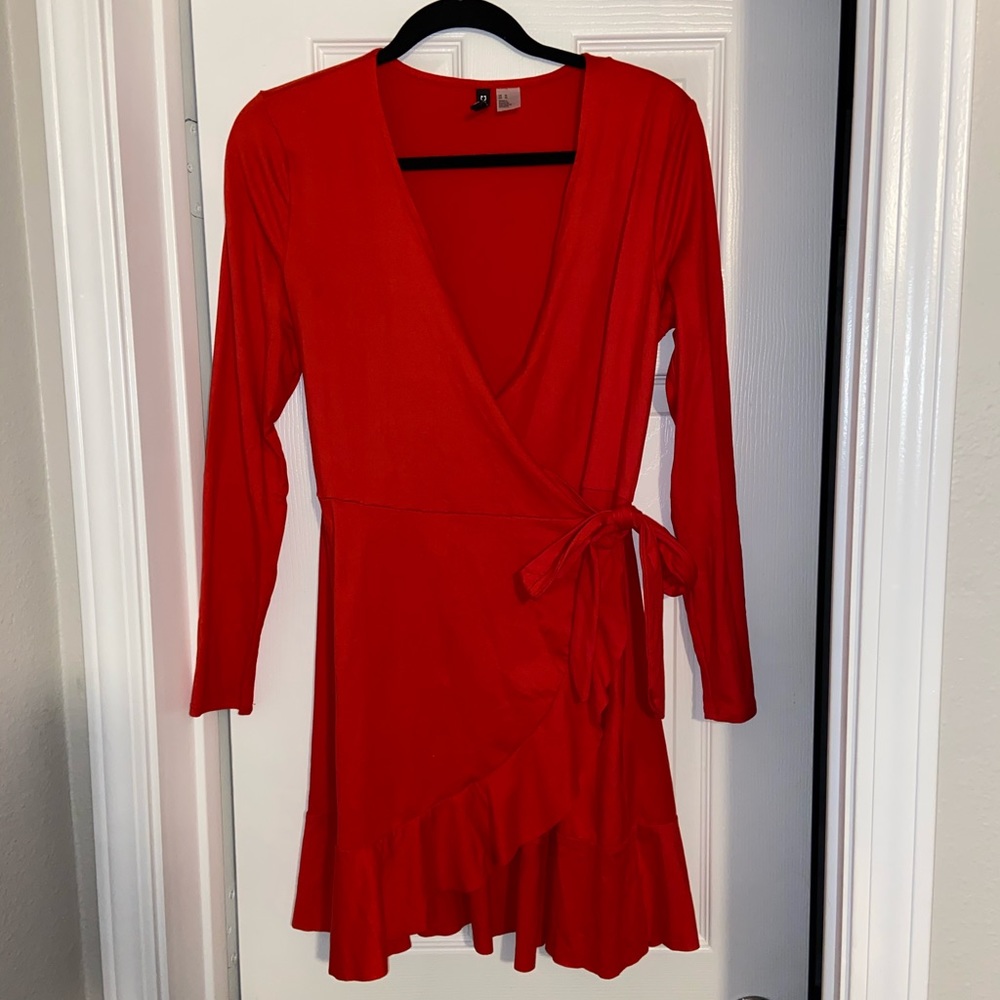 Red side tie dress